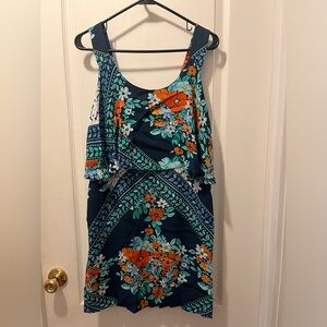 Maeve Anthropologie whimsigoth Blue Floral Tiered Dress, size 10